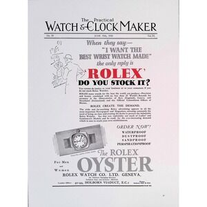 Rolex Oyster Best Wrist Watch Advertising Original Book Page Horology Wall Art